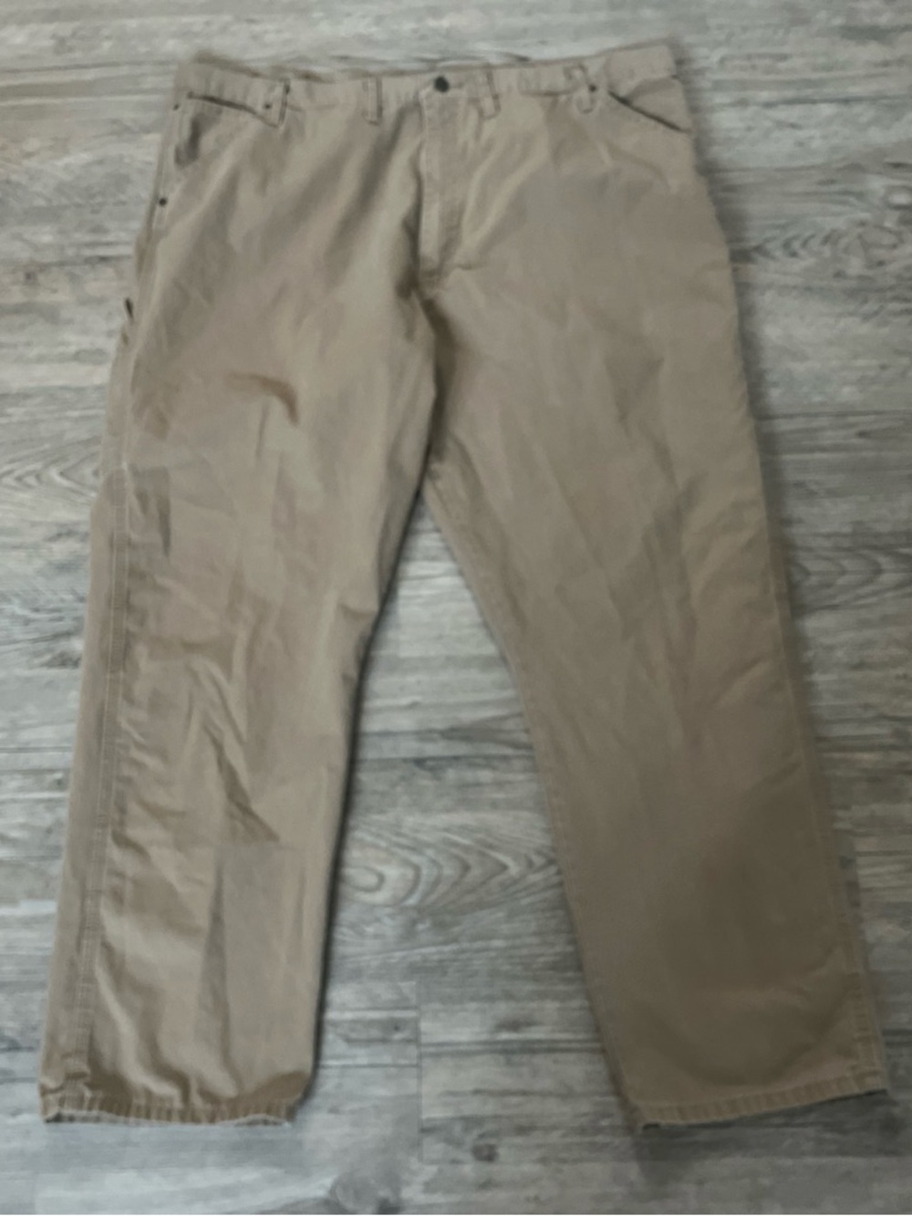 Wrangler Authentic Issue Mens 44x32 Carpenter Pants Khaki Tan Work Utility Jeans